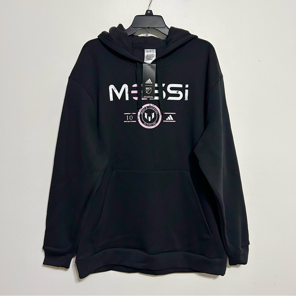 Adidas MLS Messi 10 Football Hoodie Fleece BlackJacket Official Licensed NWT XL - Picture 1 of 8